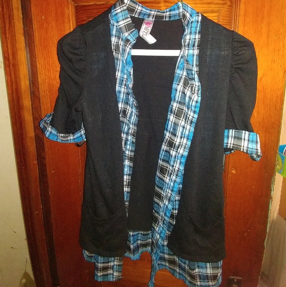 Black and Blue/Plaid Shirt Large Juniors